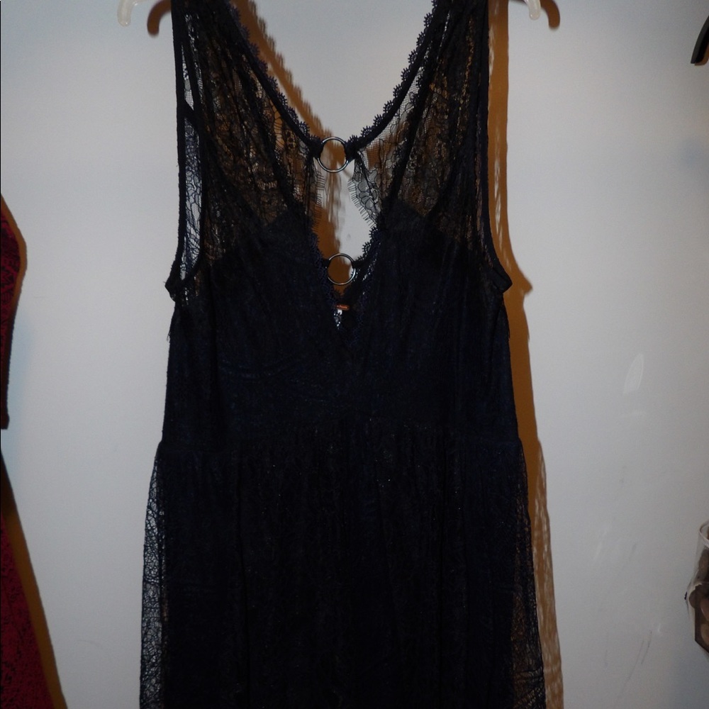 Navy blue and black boho lace free people dress